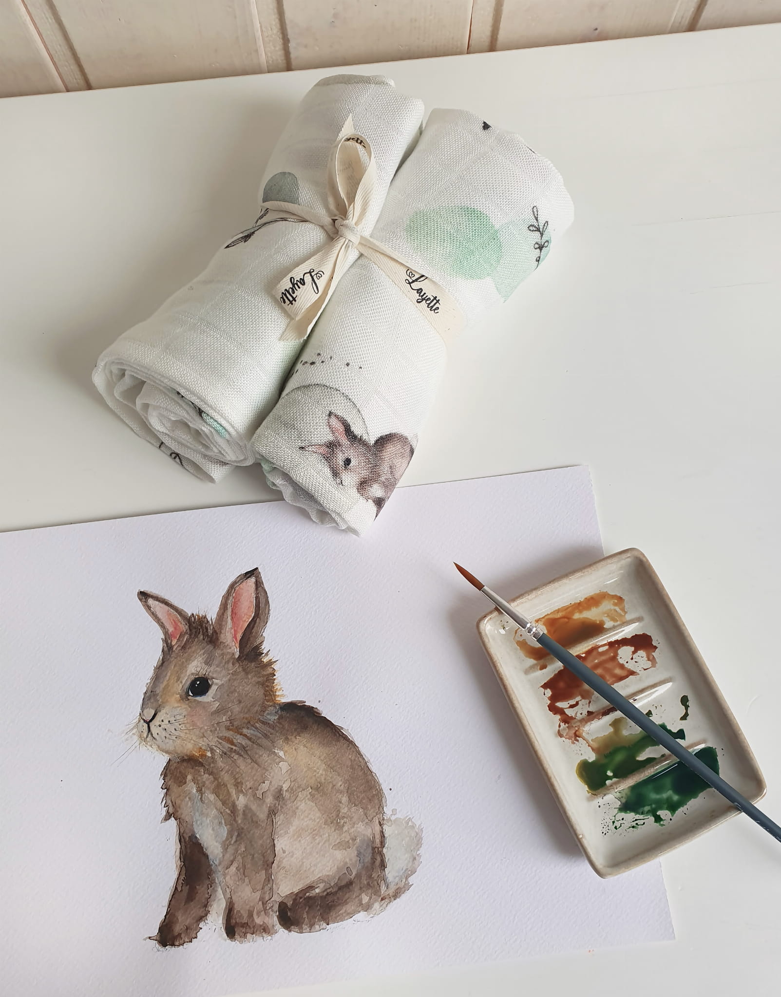 Layette Μουσελίνες 75x75 cm (σετ 2 τεμαχίων) Bunny - Image 2